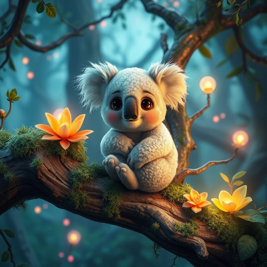 Enchanting Koala in Dreamlike Forest, Concept Art