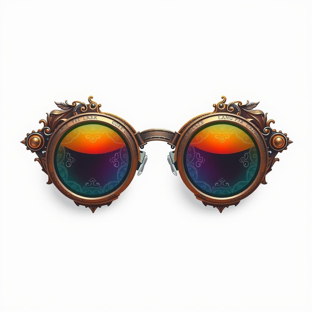 Vintage-Inspired Futuristic Glasses with Intricate Engraving...