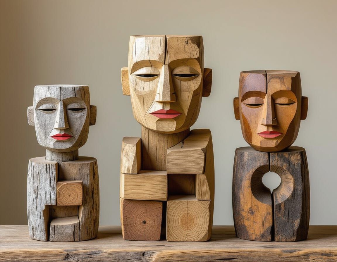 Organic Wooden Sculptures with Natural Textures