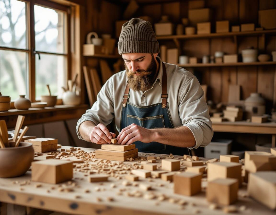Craftsman Creates Wooden Art in Rustic Workshop