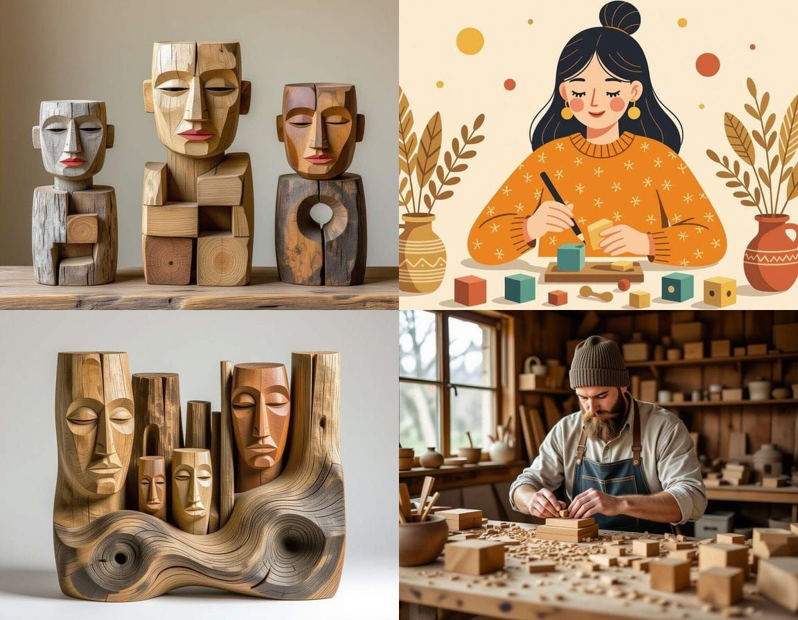 Textured Wooden Creations Crafted from Natural Materials