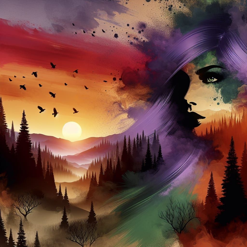 Sunset Silhouette: A Digital Matte Painting