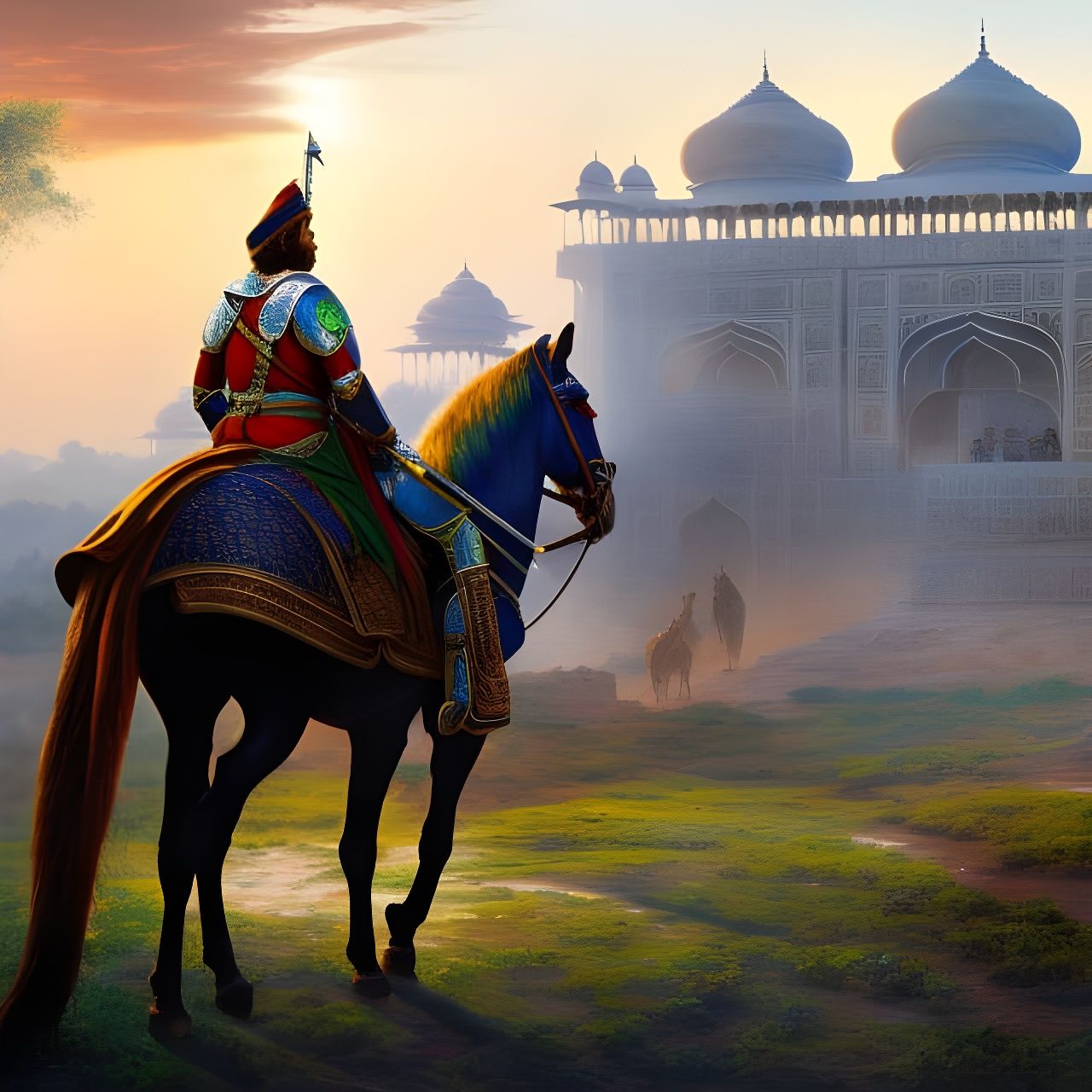 Indian Knight on Horseback: Digital Fantasy Art