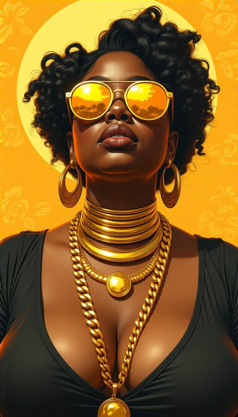 Afrofuturistic Portrait with Golden Accents and Chiaroscuro ...
