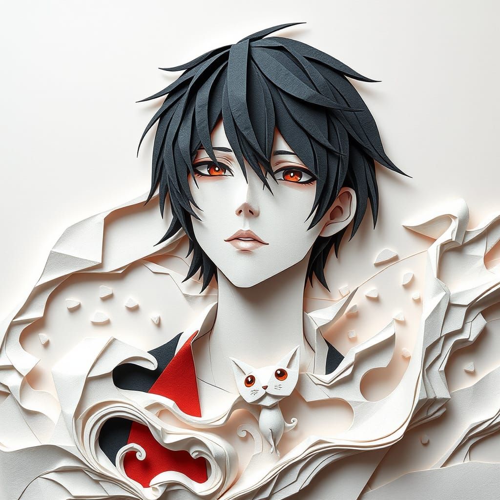 Anime-Inspired Death Note Character in Exquisite Paper Craft
