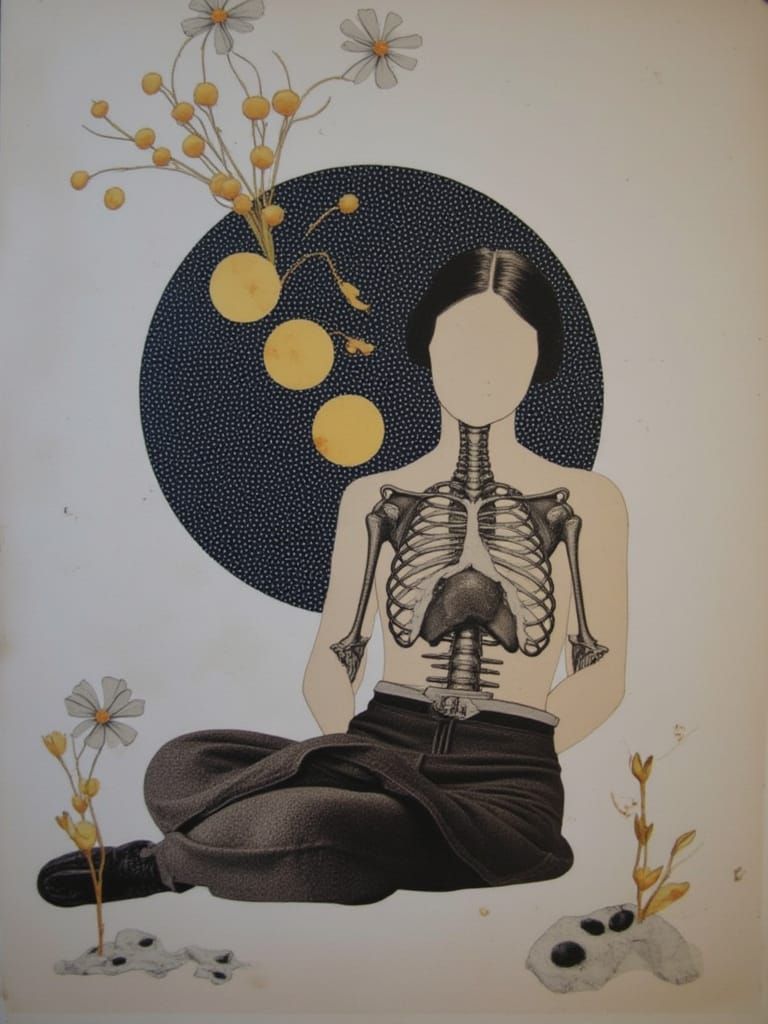 Vintage Nursing College Collage with Anatomical Art