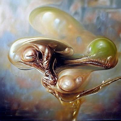 Alien Reproduction in Oil Painting Style