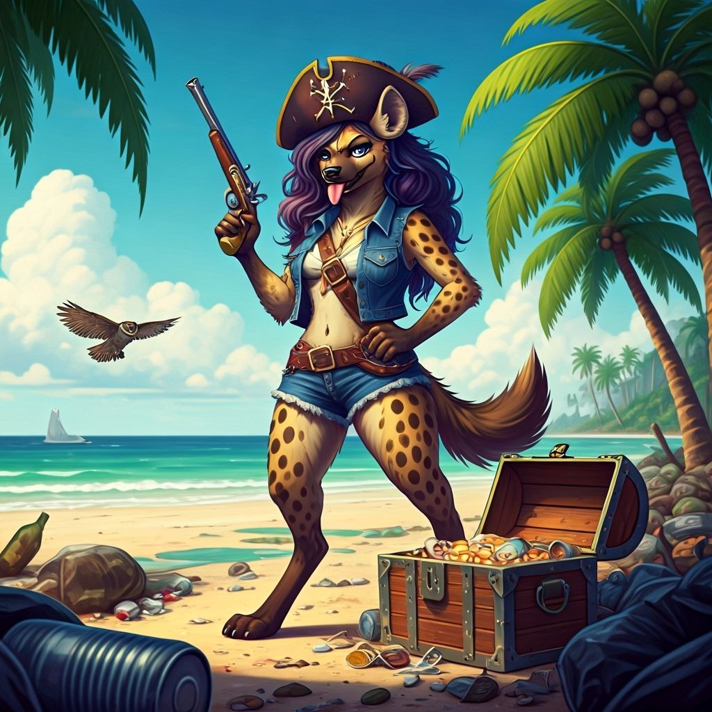 Hyena Pirate Guards Treasure on Sewage Beach