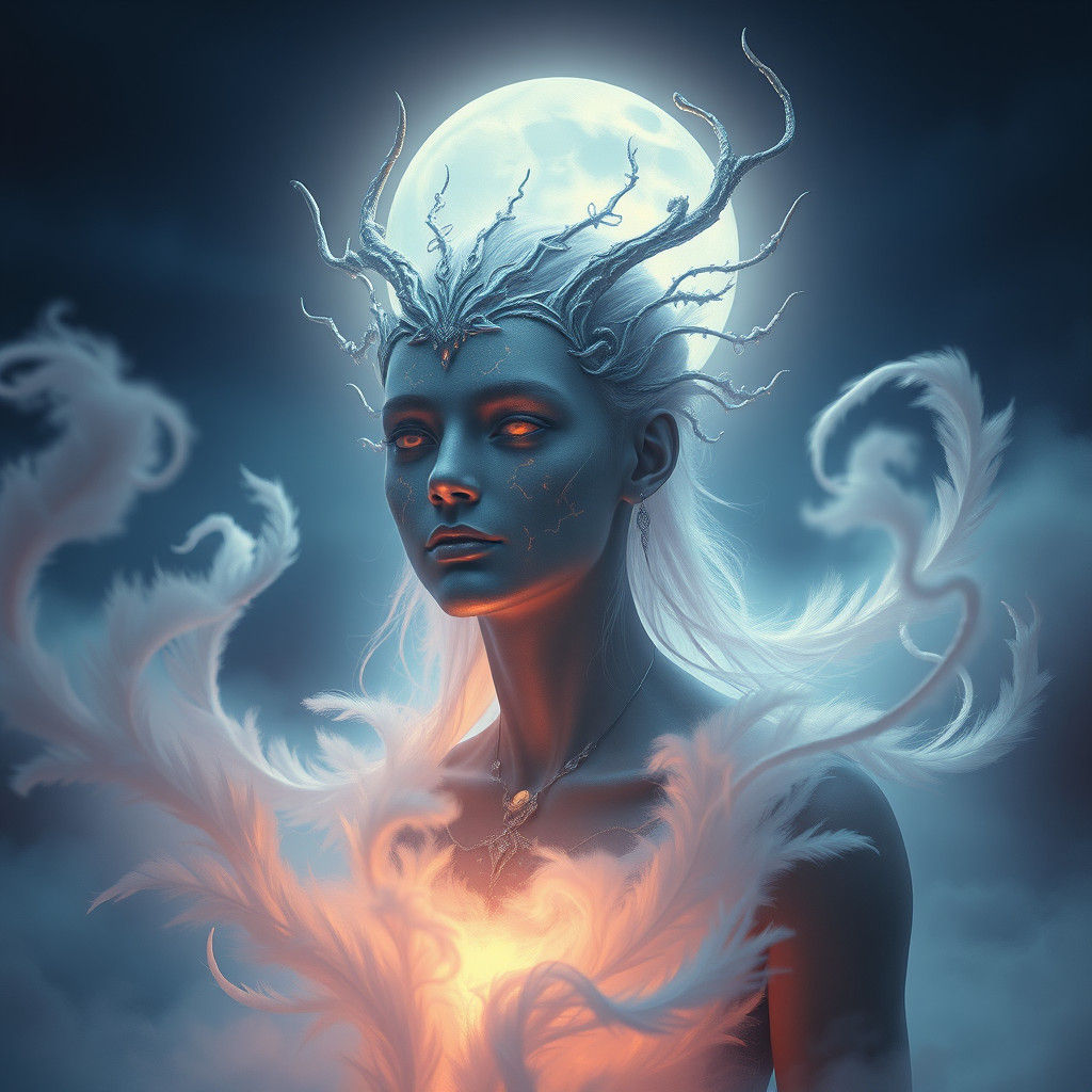 Ethereal Mystical Being in Moonlit Dreamscape