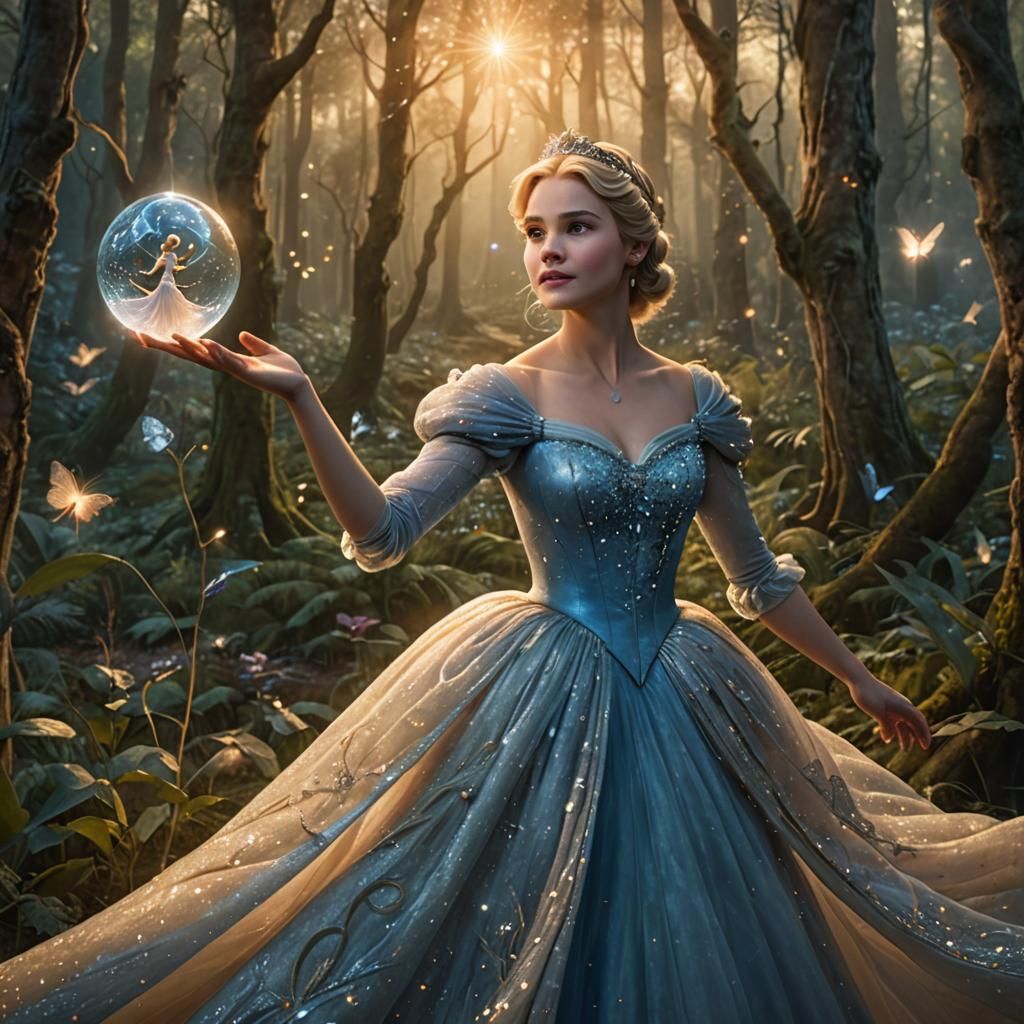 Cinderella in Mystical Forest: Digital Art