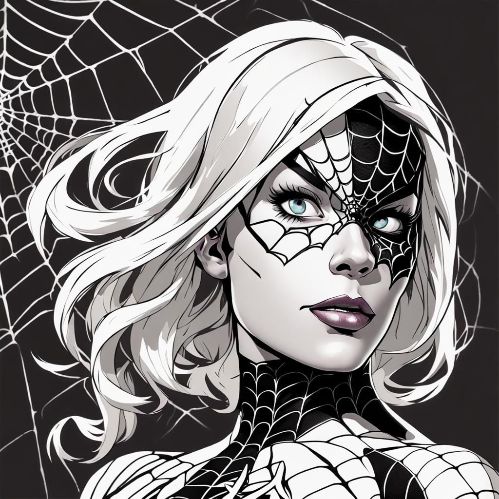 Dark Academia Spider-Gwen Portrait with Dramatic Lighting