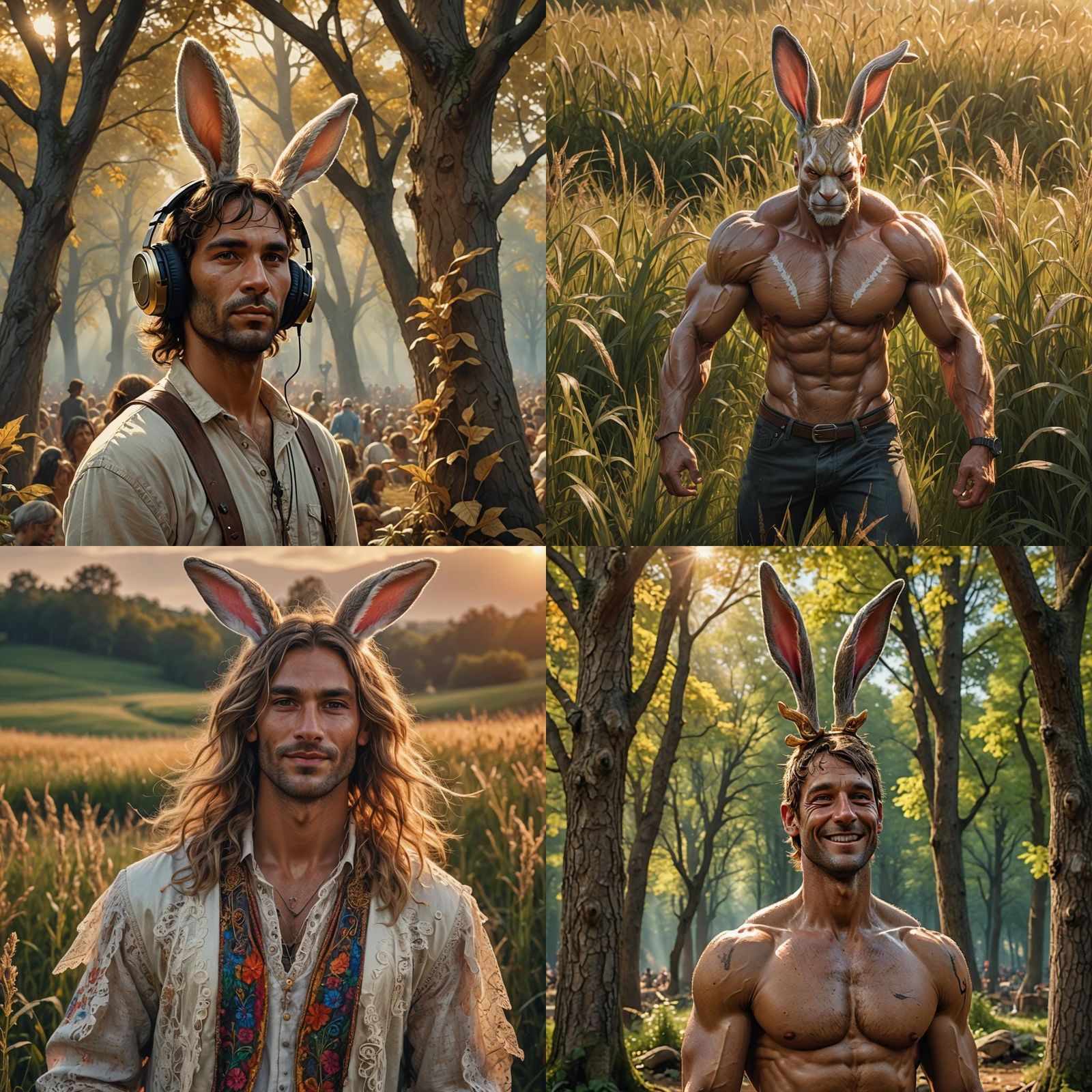 Hippy Man with Rabbit Ears at Woodstock in 4K