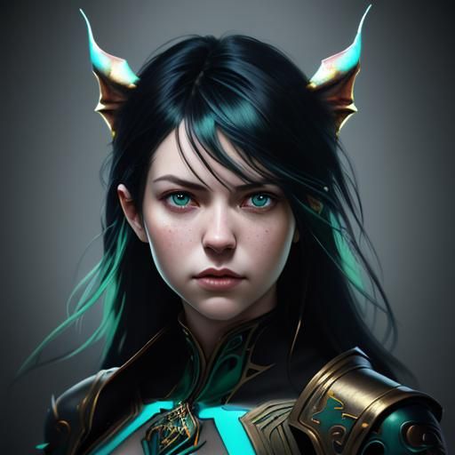 Five-Headed Dragon Portrait in Digital Art Style