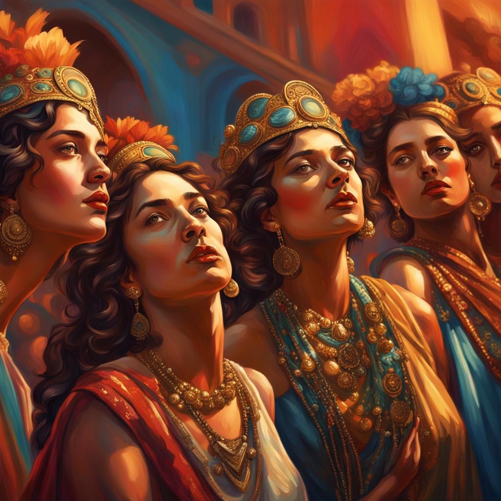 Roman Goddesses Party in Hyperrealistic Concept Art