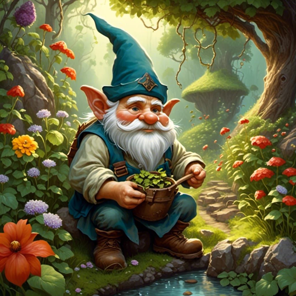 Gnomes Tend Whimsical Gardens in Enchanted Landscapes