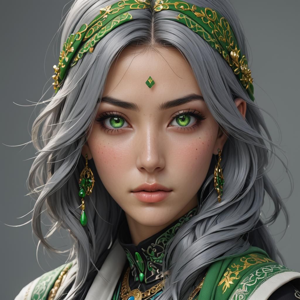 Beautiful Uzbek Girl Portrait in 3D Anime Style