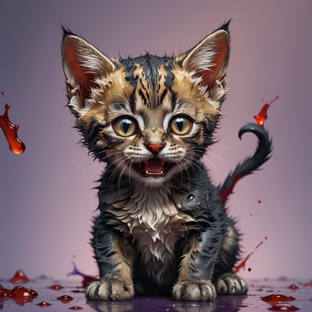 Hyperrealistic Kitten Vampire Hybrid Concept Art
