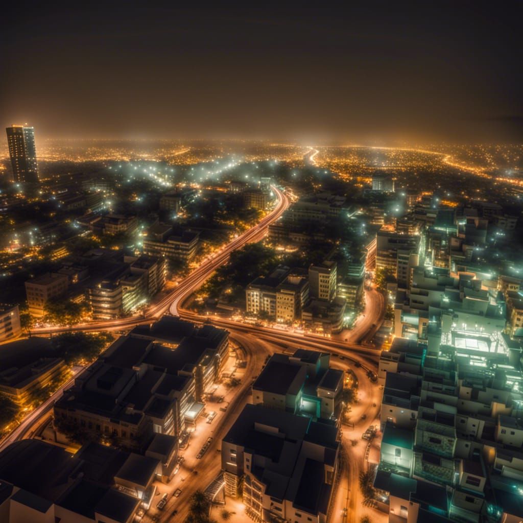 Karachi Night Skyline with Striking Lights