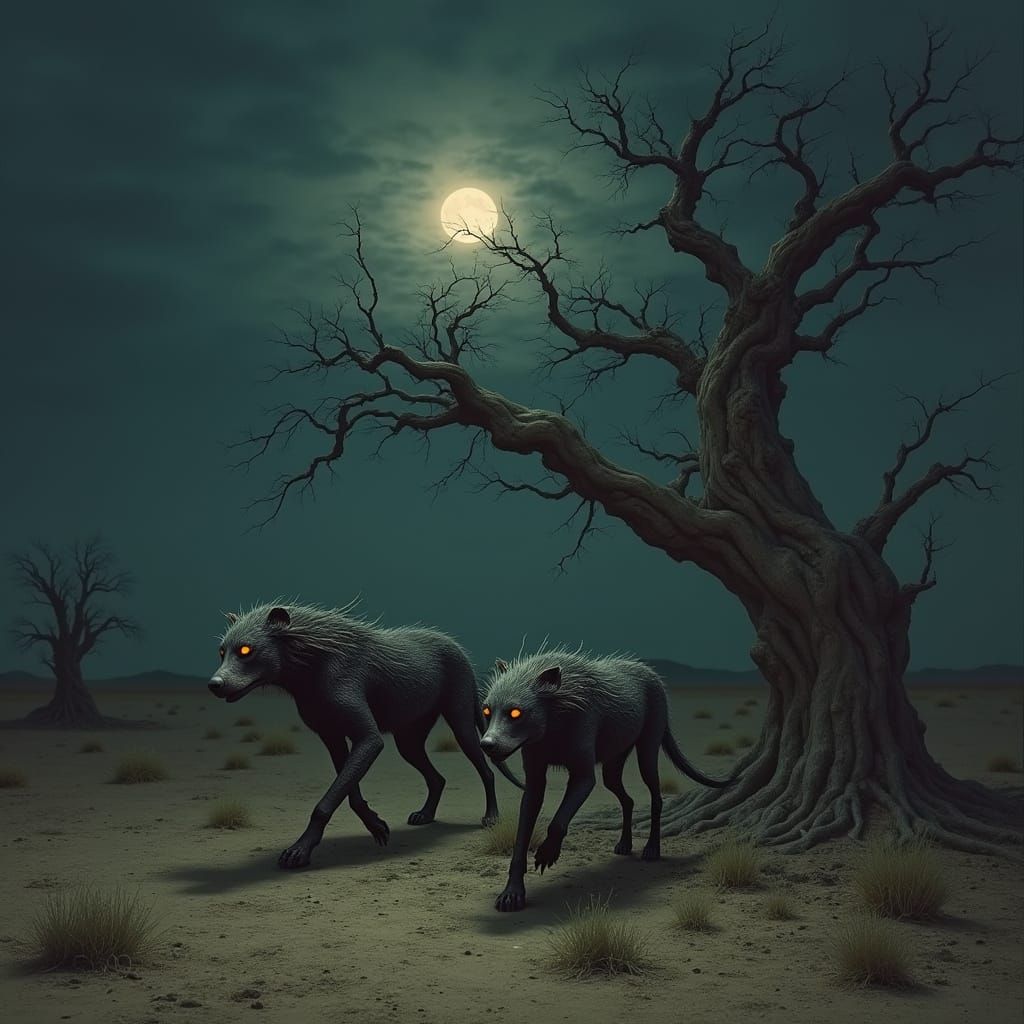 Mysterious Two-Headed Canines Stalk Badlands Under Midnight ...