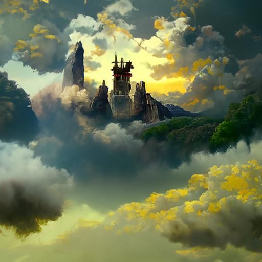 Fantasy Castle in Clouds Digital Matte Painting