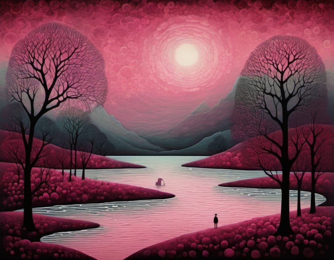 Atmospheric Landscape in Abstract Art Style