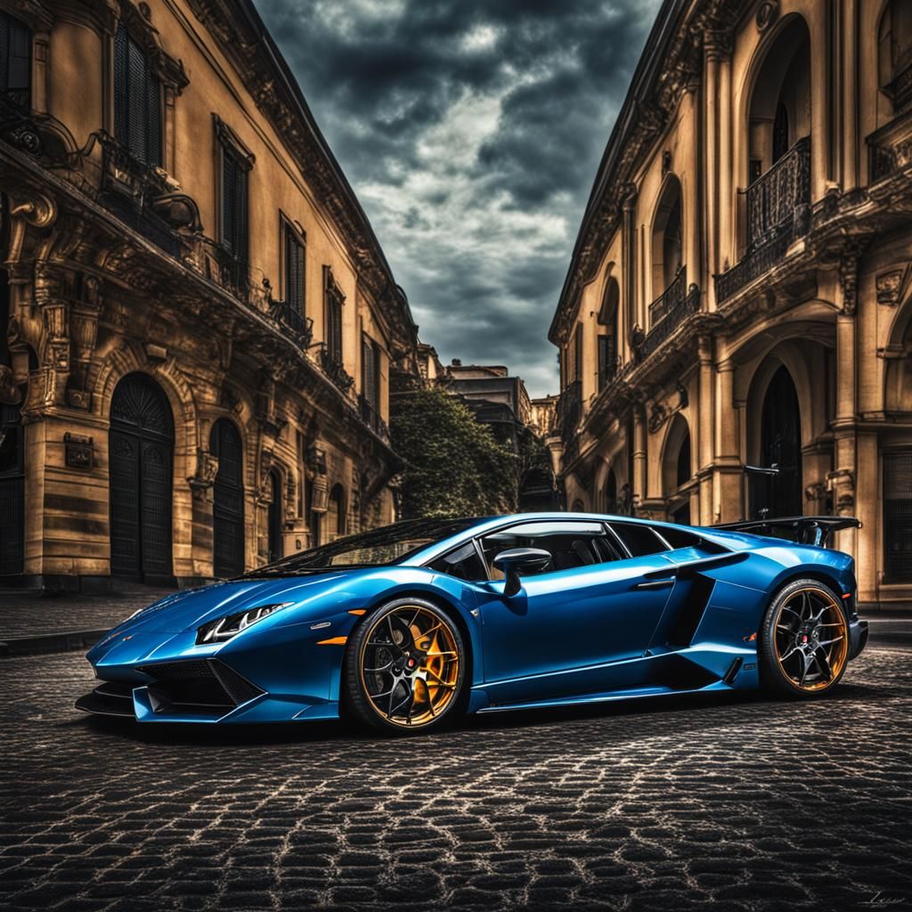 Hyperrealistic Lamborghini in Cinematic Composition