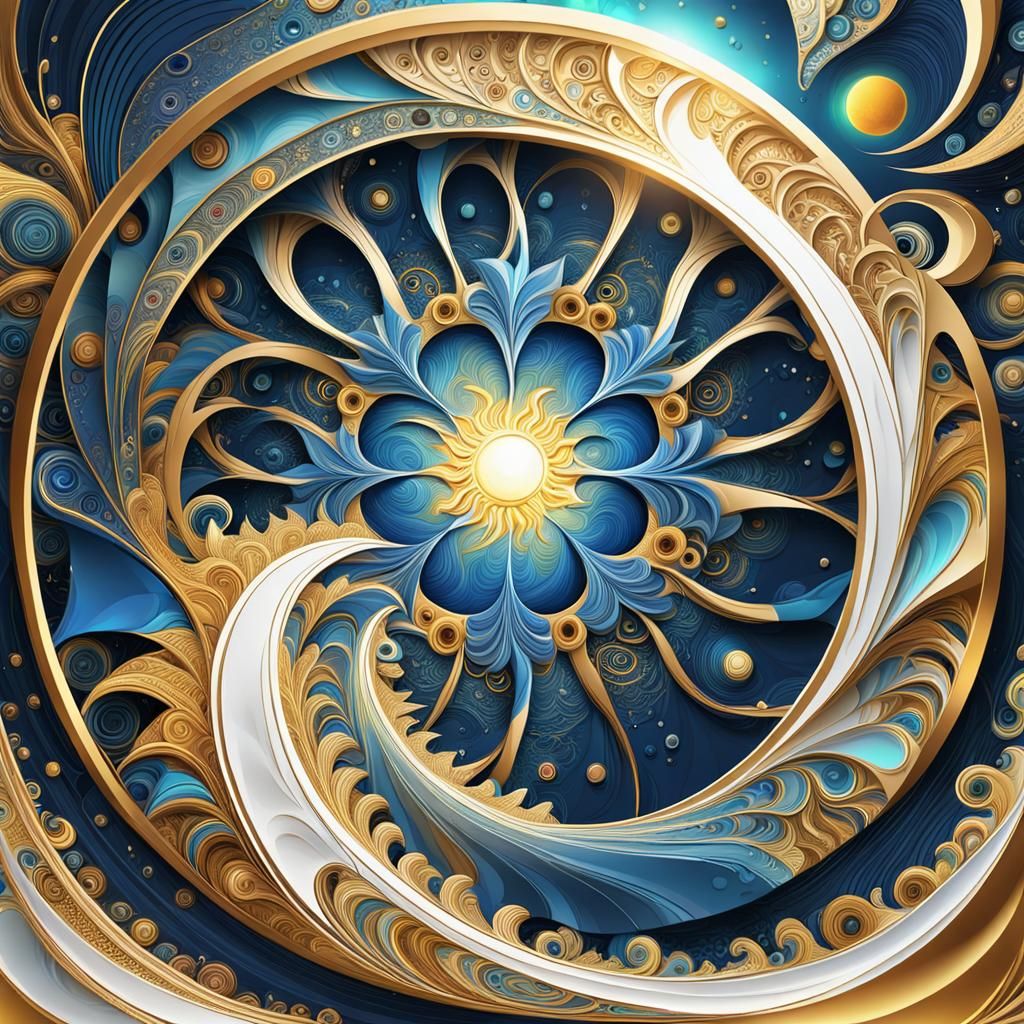 Abstract Cosmic Stargate with Golden Elements