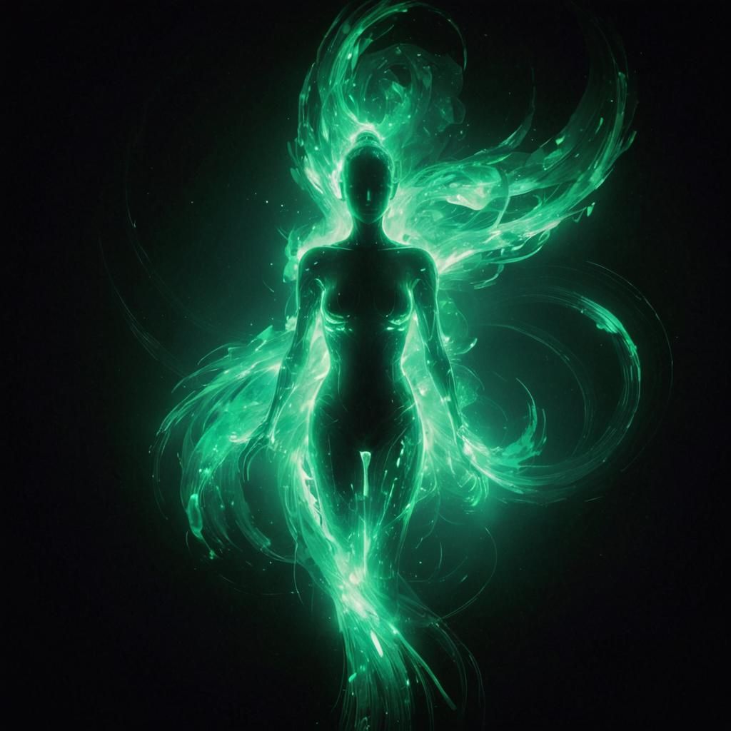 Sensual Figure in Glitchcore Style