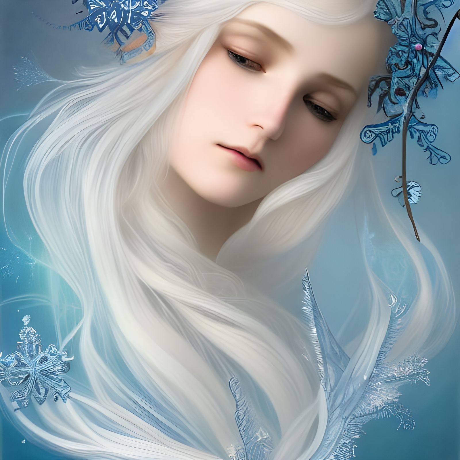 Icy Fairy Portrait in High Fantasy Style