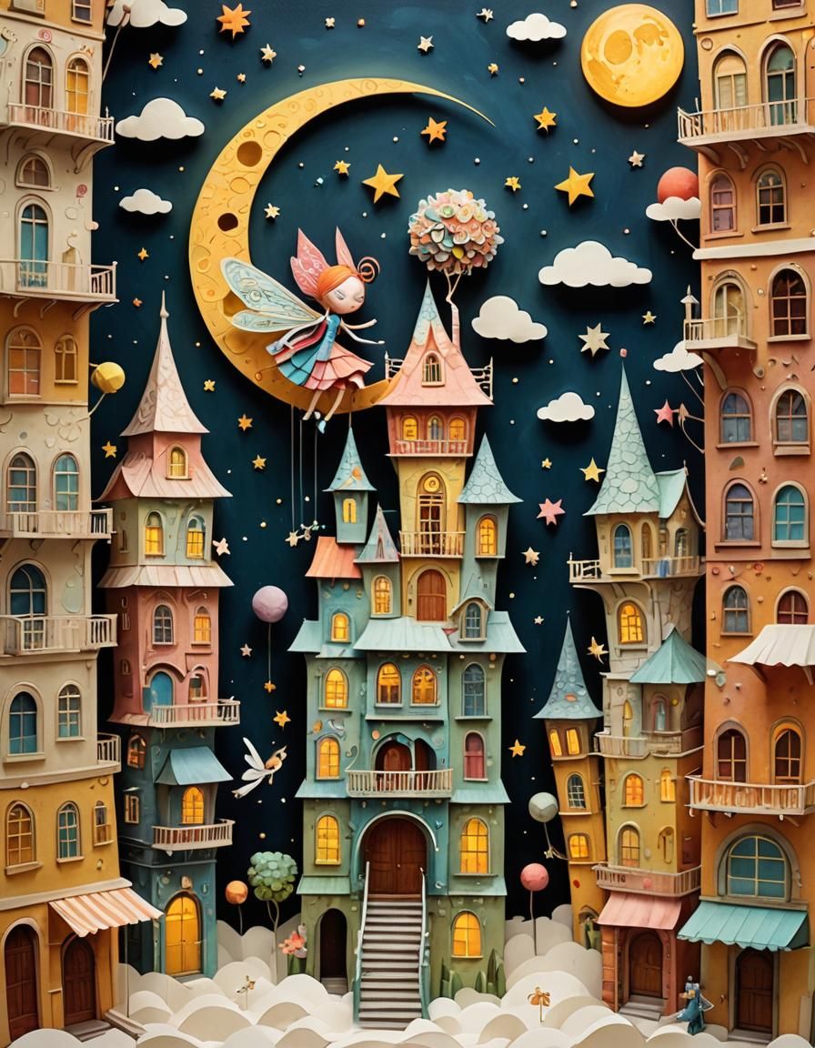 Abstract Fairytale Paper Art in Luminist Style