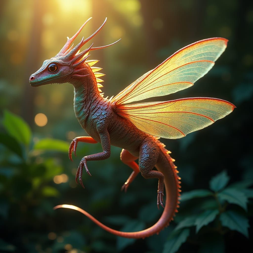 Dragonfly-Komodo Dragon Hybrid in High-Fantasy Detail