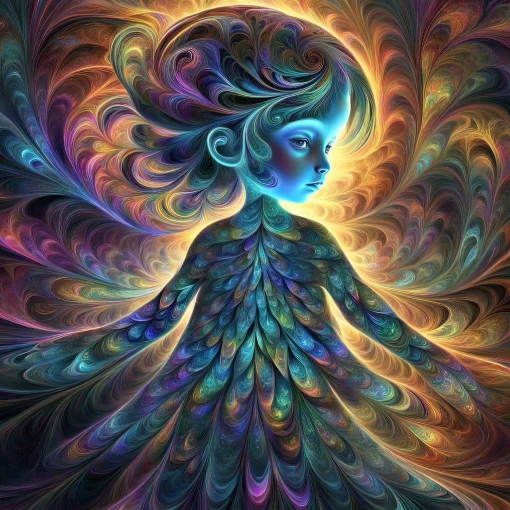 Loving Mother and Child in Fractal Art Style