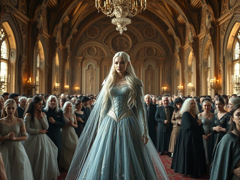 Ethereal Elf Princess in a Majestic Ballroom
