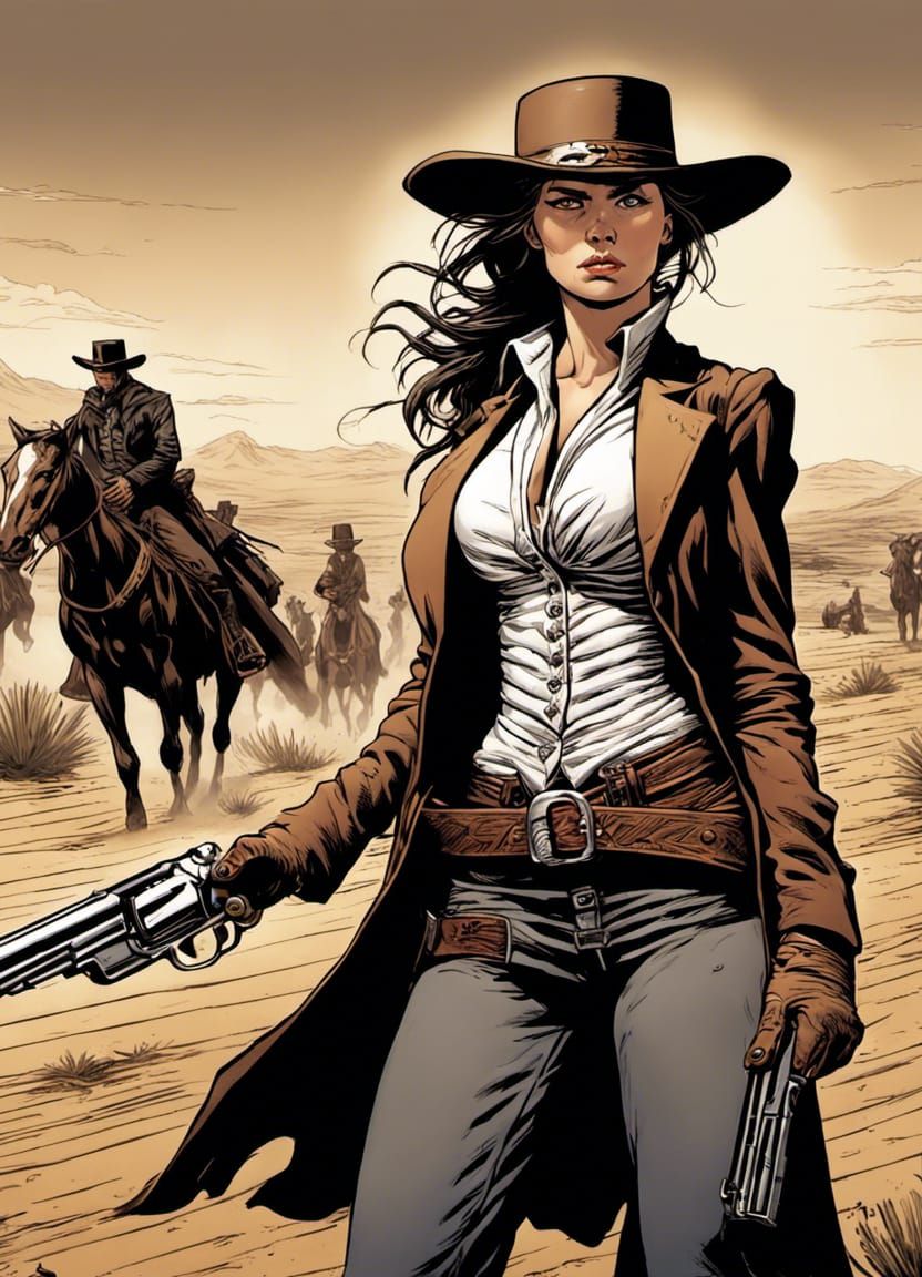 Female Gunslinger in the Wild West: Comic Art