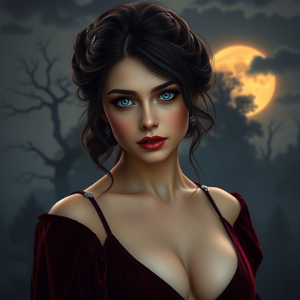 Enchanting Dark Fantasy Portrait in Moody Atmosphere