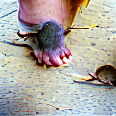 Rat Perched on Foot in Autumnal Forest