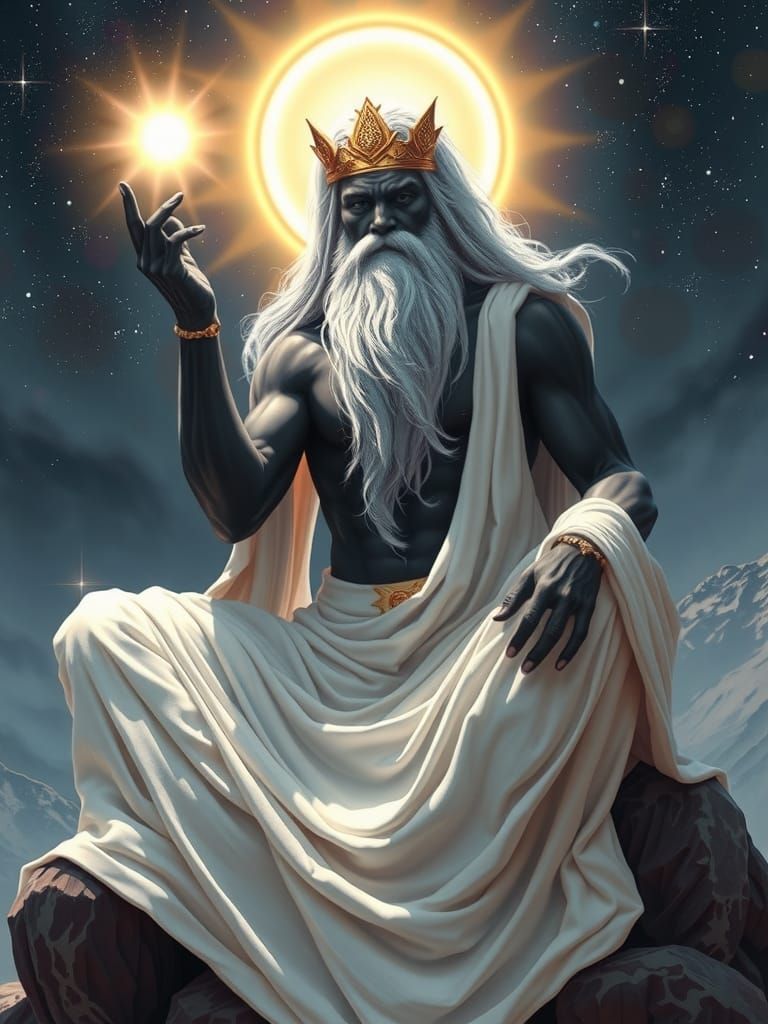 Powerful Albino Man with Light Orb, Astral Illustration