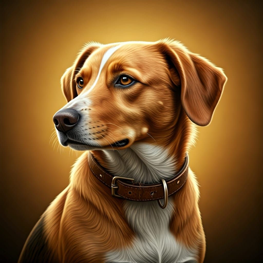 Loyal Dog in the Style of Modern Animal Portraits