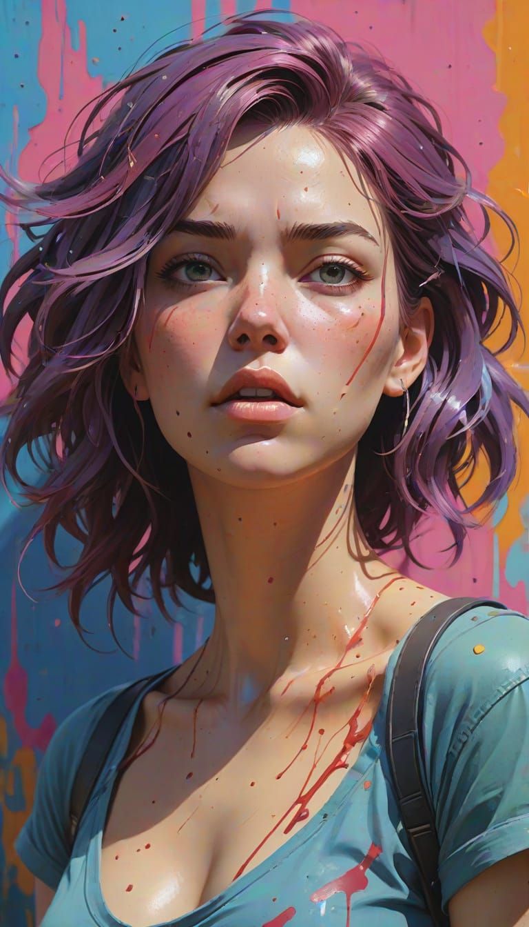 Hyperrealistic Katarina Claes Portrait in Graffiti Art Style