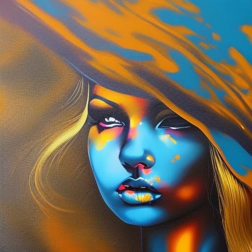 Shadow Girl in Golden Hours Graffiti Art