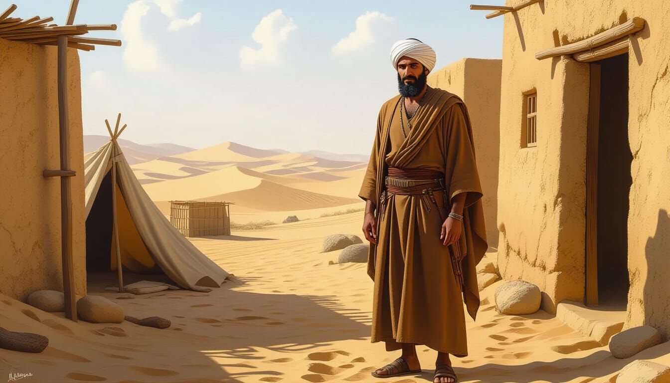 Hyperrealistic Portrait of a Bedouin Man in Desert Setting