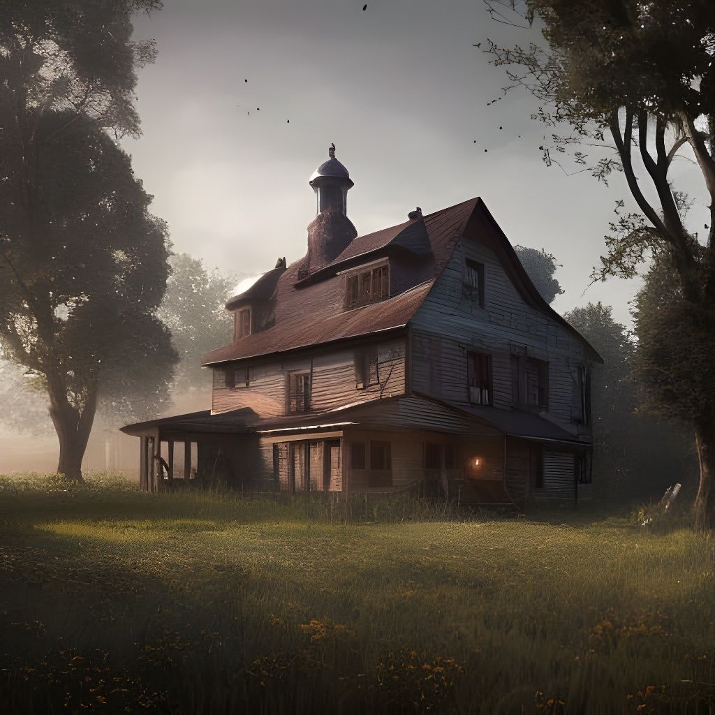 Detailed Farmhouse Concept Art in Dramatic Lighting