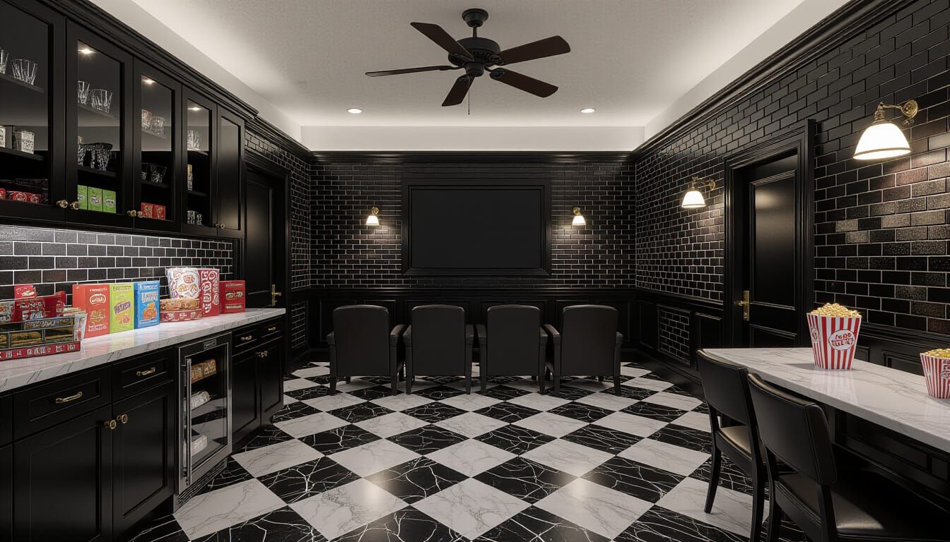 Victorian Movie Room With Secret Door and Snacks