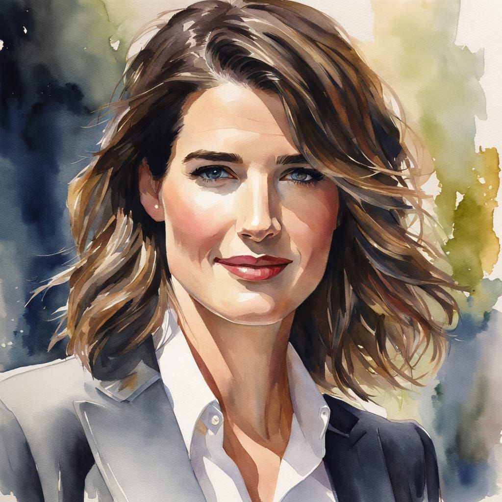 Impressionistic Watercolor Portrait of Cobie Smulders