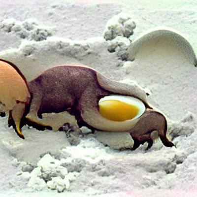 Egg Eats Aardvark in Snowscape
