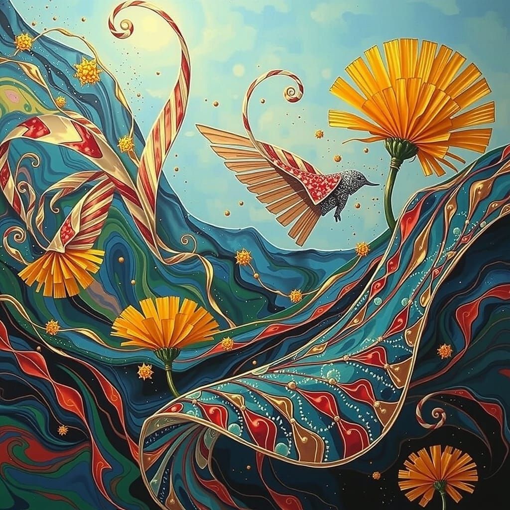 Abstract Swirling Gelato Colors with Stripes