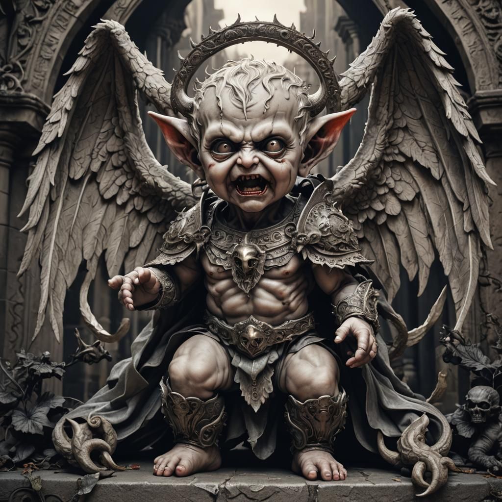 Cute Demon and Angel in Hyperrealistic Style