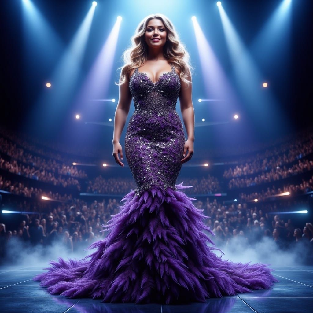 Confident Woman in Peacock Gown, Digital Painting