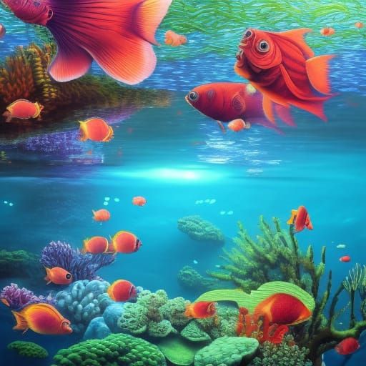 Ultra-Realistic Underwater Coral Reef Painting