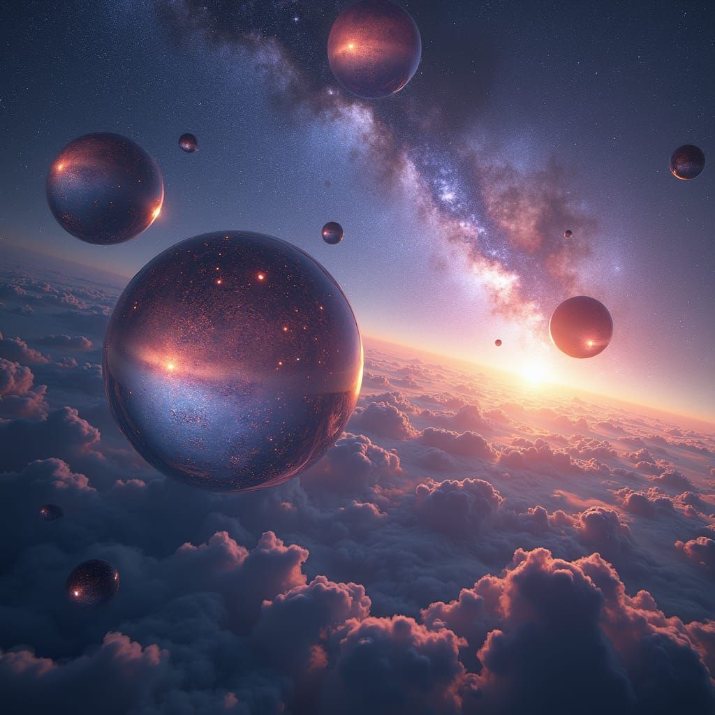 Glass Planets Radiate Color in Starry Nebula